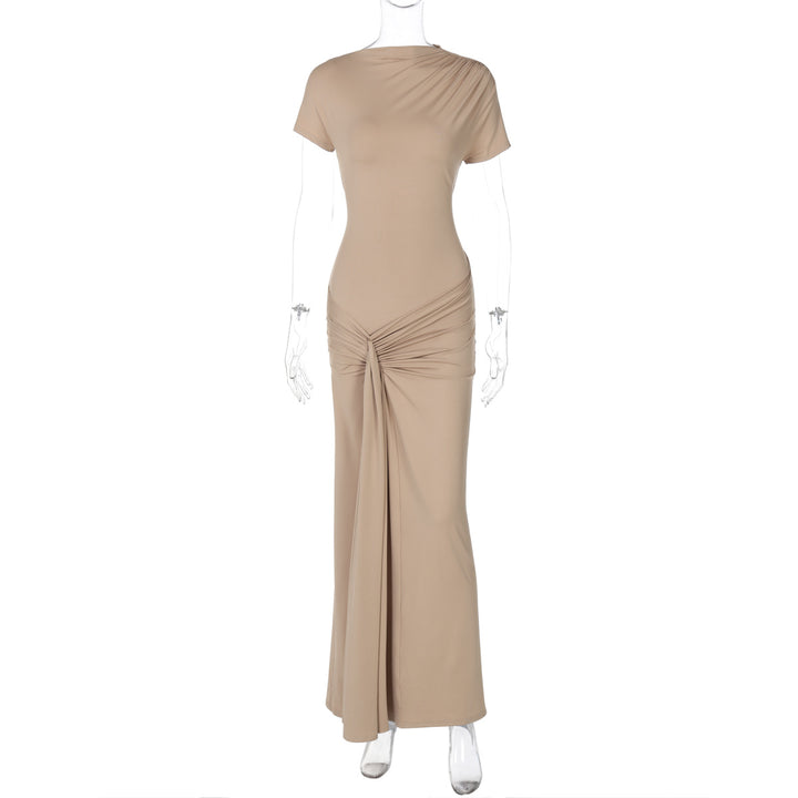 Damen Elegantes Maxikleid mit Drapierung und asymmetrischem Saum Echo Archiv