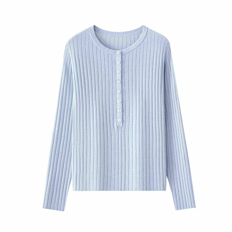 Damen Feinstrick-Pullover mit Henley-Knopfleiste und Rippenstruktur Echo Archiv