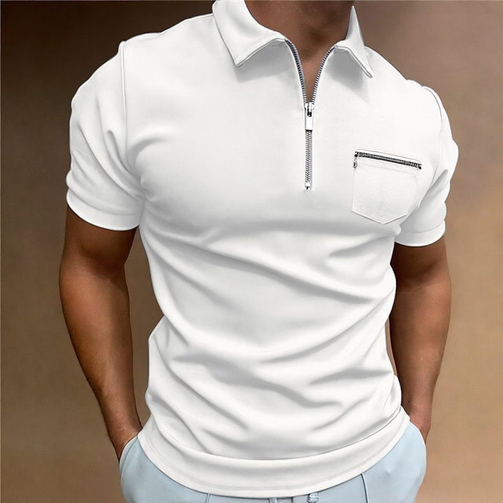 Herren Poloshirt mit modischem Reißverschluss und praktischer Brusttasche Echoarchiv
