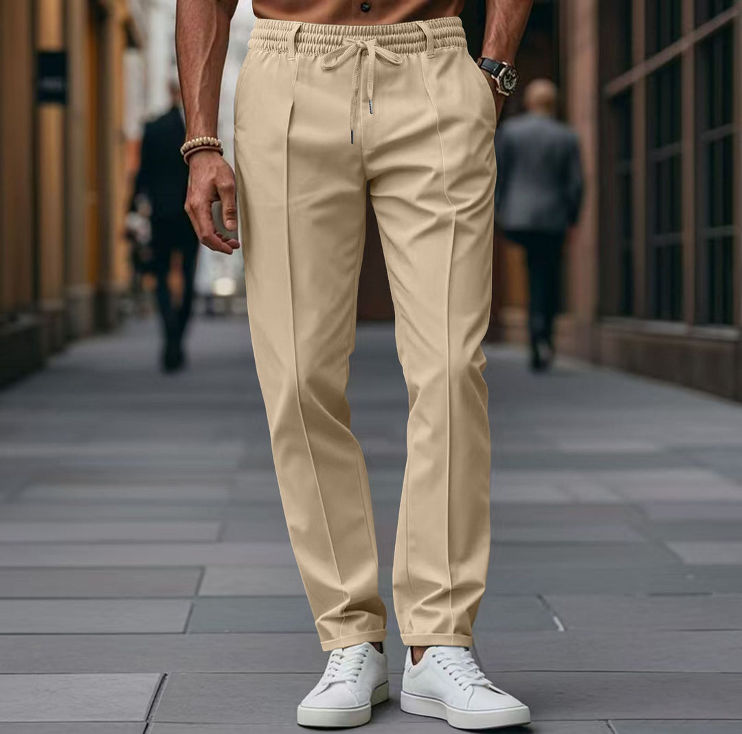 Herren elegante Chinohose mit dehnbarem Bund und seitlichen Taschen Echoarchiv