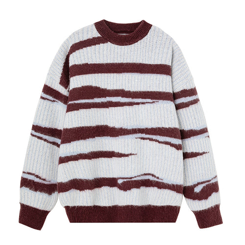 Unisex Grobstrickpullover mit Wellenintarsie und Rippenstruktur Echo Archiv