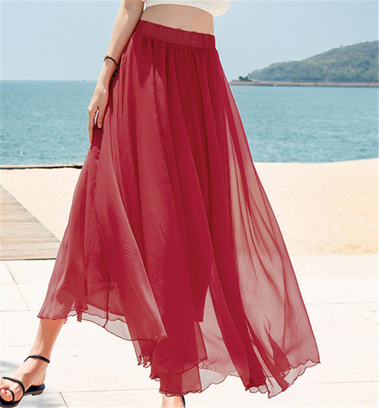 Damen nan fließender Maxirock aus Chiffon mit elastischem Bund und mehrlagigem Volant Echo Archiv