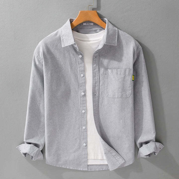 Damen Leichtes Baumwoll-Overshirt mit Kentkragen, aufgesetzter Brusttasche und Relaxed-Fit Echoarchiv