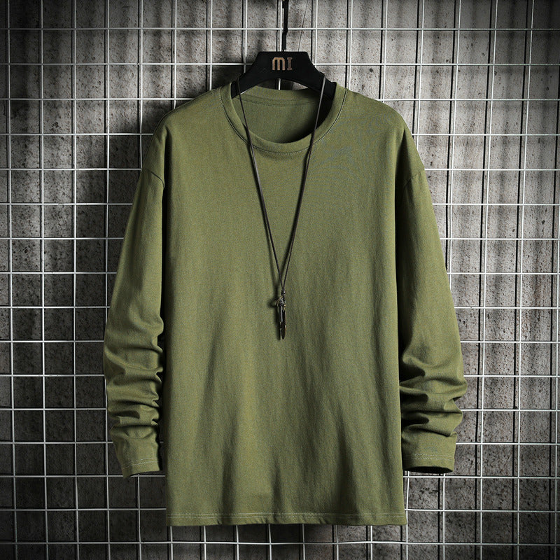 Herren nan lässiges Baumwoll-Basic-Langarmshirt mit Rundhals, Relaxed Fit und verstärkter Saumverarbeitung Echo Archiv