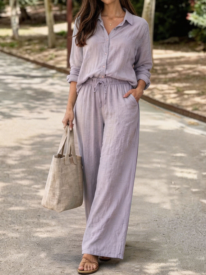 Damen Leichte und bequeme Sommerbluse mit weiten Hosen Echo Archiv