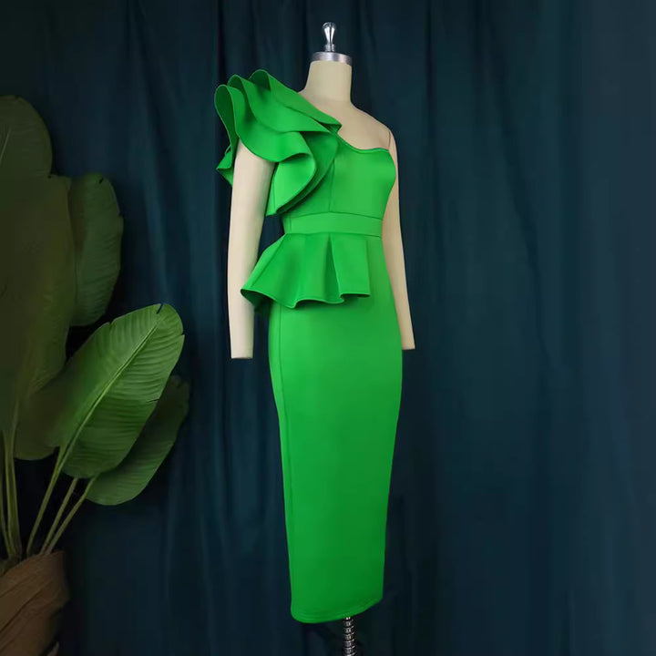 Damen Figurbetontes Kleid mit asymmetrischem Volant Echo Archiv