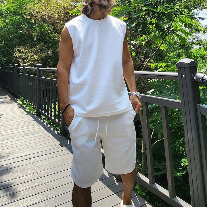 Herren lässiges Kurzarm Sweatshirt und Shorts Set Echoarchiv