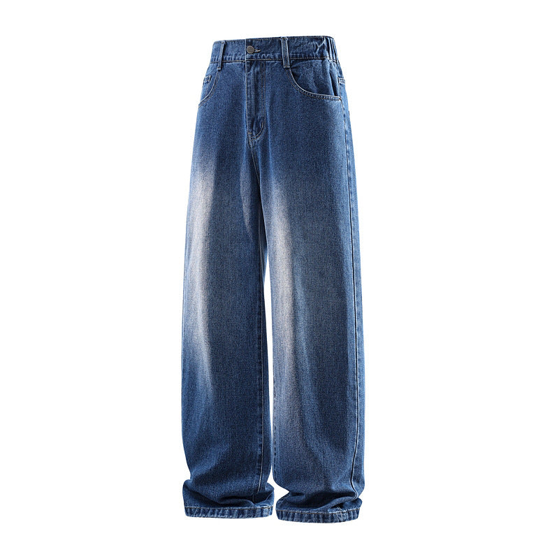 Damen Weite High‑Waist Baggy‑Jeans mit elastischem Bund und Used‑Look Echoarchiv