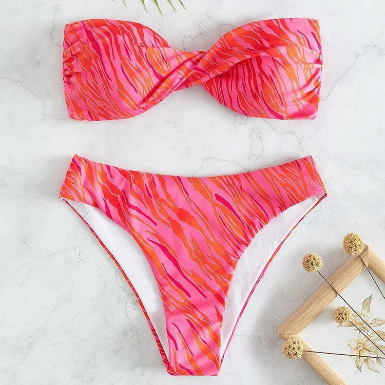 Damen Bandeau-Bikini mit Volant und geschmackvollem Muster Echo Archiv