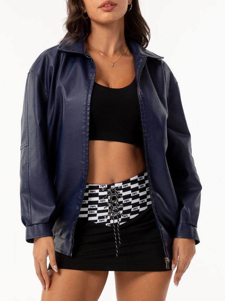 Damen nan leichte Satin Bomberjacke mit Reißverschluss und lockerer Passform Echo Archiv