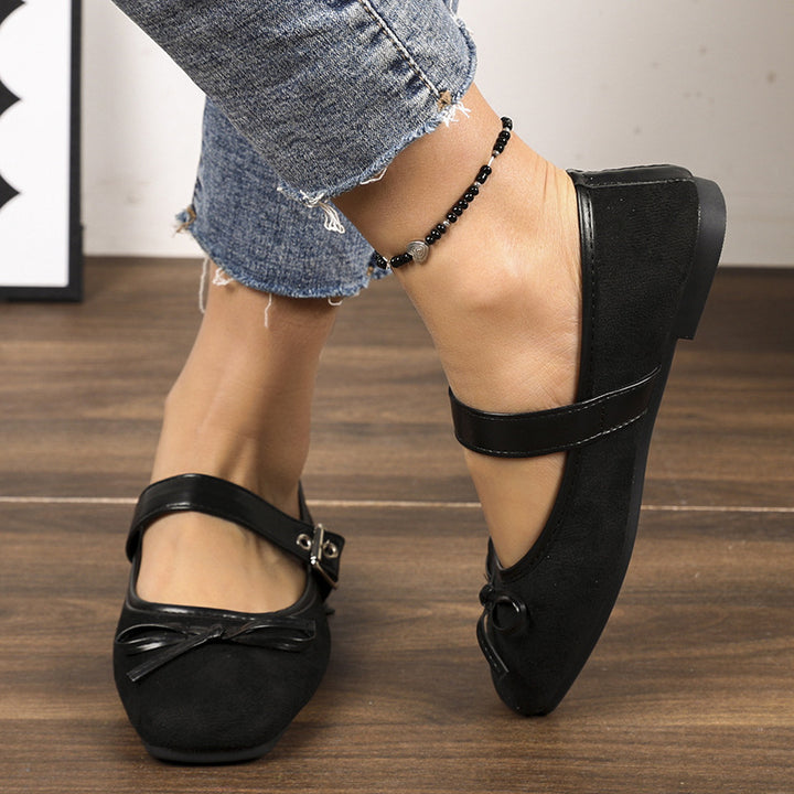Damen Ballerinas mit Leopardenmuster, verstellbarem Mary-Jane-Riemen und dekorativer Schleife – Lioré