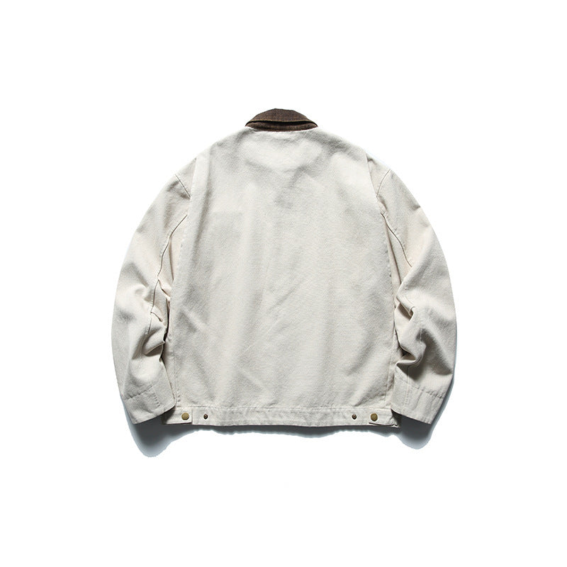Herren Boxy-Worker-Jacke aus gewaschenem Canvas mit Cordkragen und Reißverschluss Echo Archiv