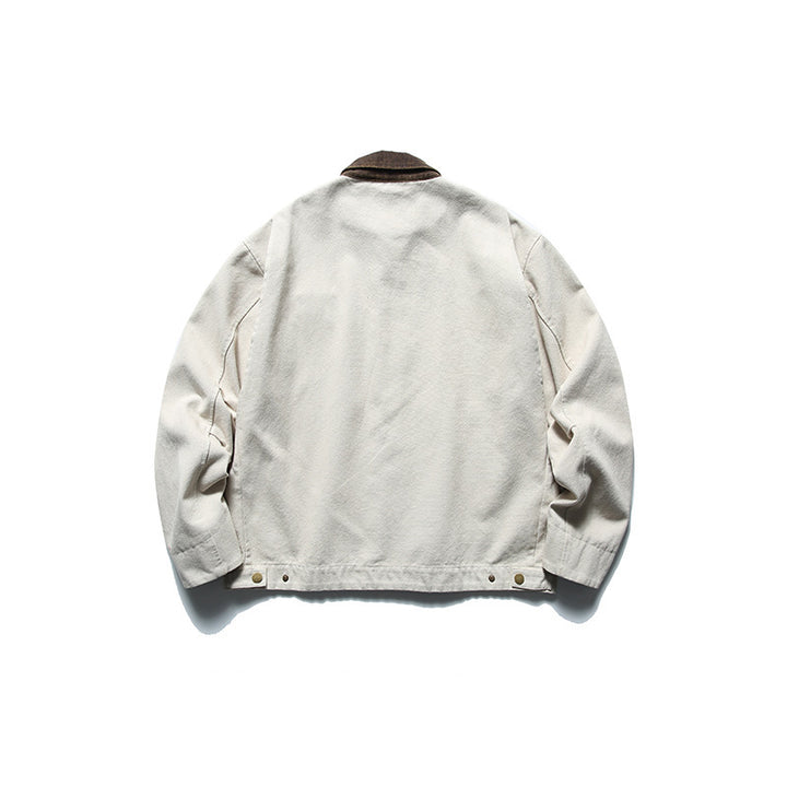 Herren Boxy-Worker-Jacke aus gewaschenem Canvas mit Cordkragen und Reißverschluss Echo Archiv