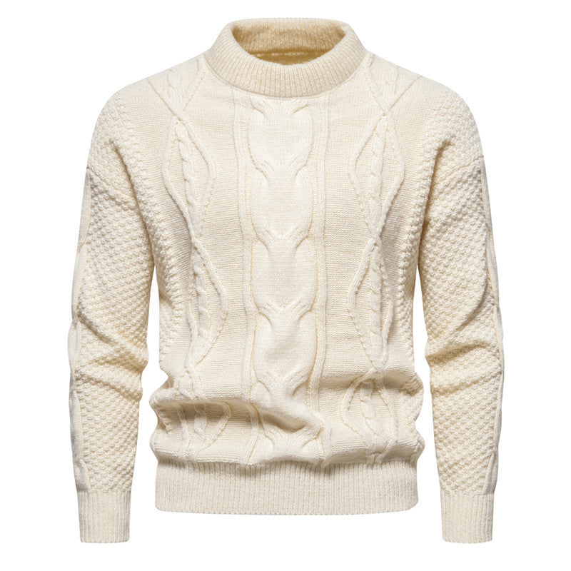 Herren Feinstrick-Pullover mit kurzem Stehkragen und Zopfstrickstruktur Echo Archiv