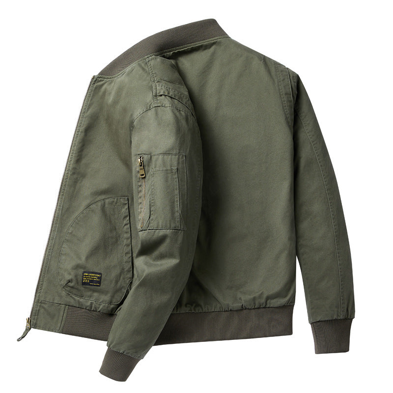 Herren  Baumwoll-Twill Utility Flight Bomberjacke mit geripptem Saum, Ärmeln, Reißverschlusstaschen und verstärkten Patten pockets Echo Archiv