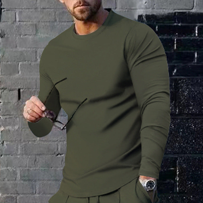 Herren hochwertiges Langarmshirt mit stylishem Rundhalsund und weicher Baumwollmischung Echoarchiv