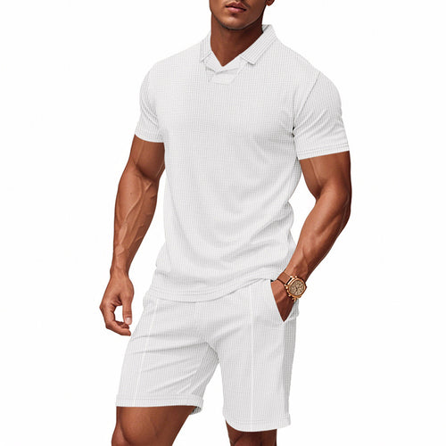 Herren Sportliches Polo- und Shorts-Set mit strukturiertem Design Echoarchiv