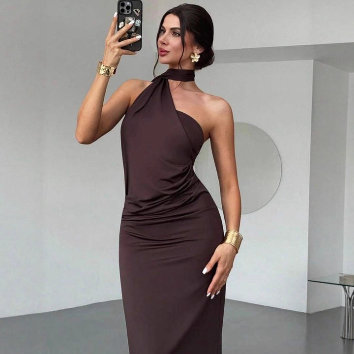 Damen Elegantes Langarm-Minikleid mit drapierter Silhouette und schickem Stehkragen Echo Archiv