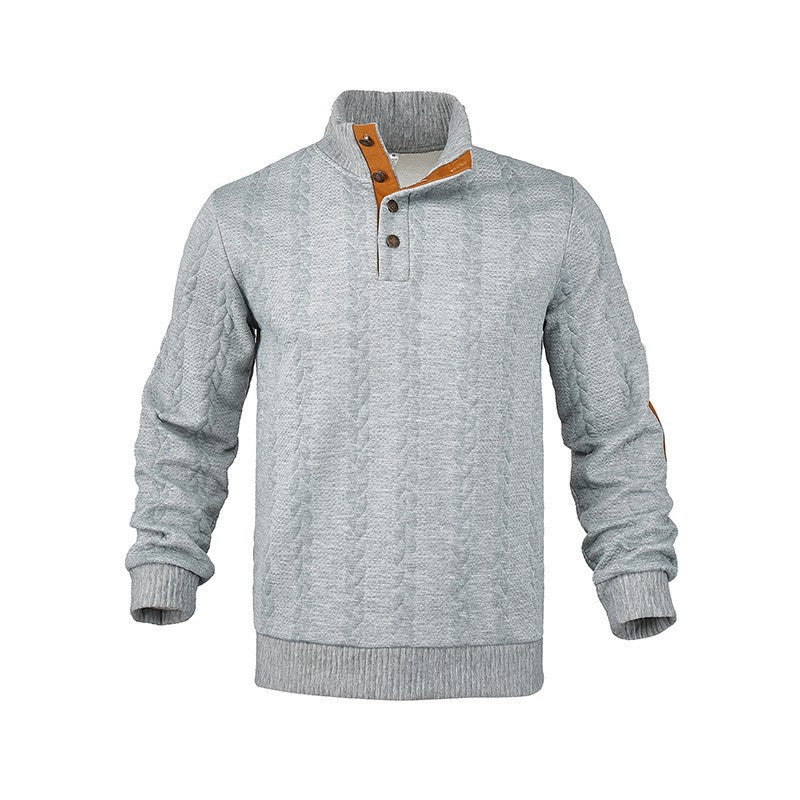 Herren Strickpullover mit hohem Kragen und modischem Zopfdesign Echoarchiv