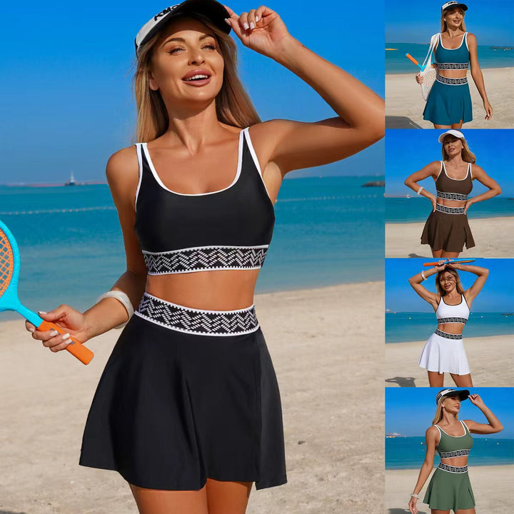 Damen Sportliches Bikini-Set mit Rock Echo Archiv