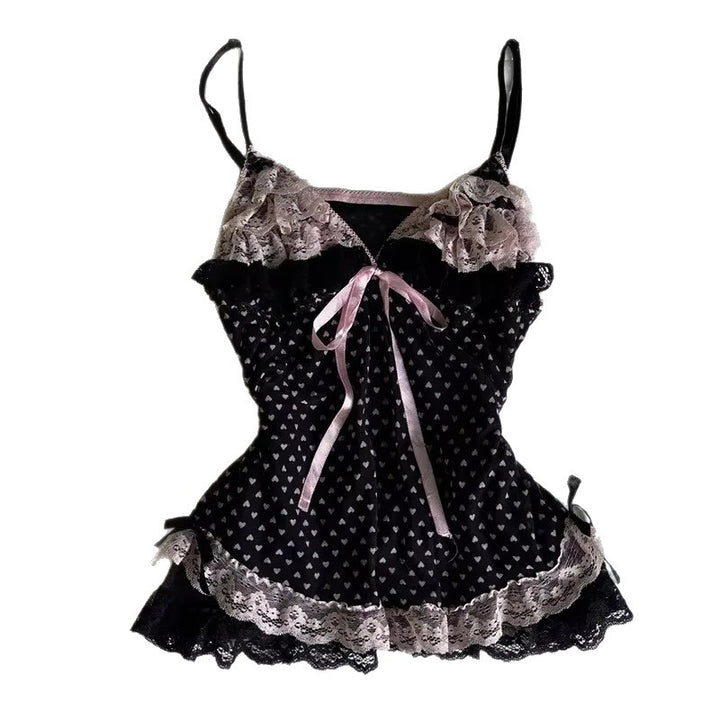 Damen verführerisches Schlafkleid mit Spitzenbesatz und Rüschendetails Echo Archiv