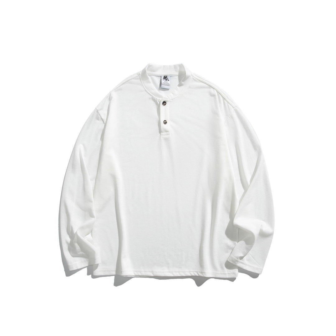 Unisex Langärmeliges Henleyshirt mit kurzer Knopfleiste und relaxed Fit Echoarchiv