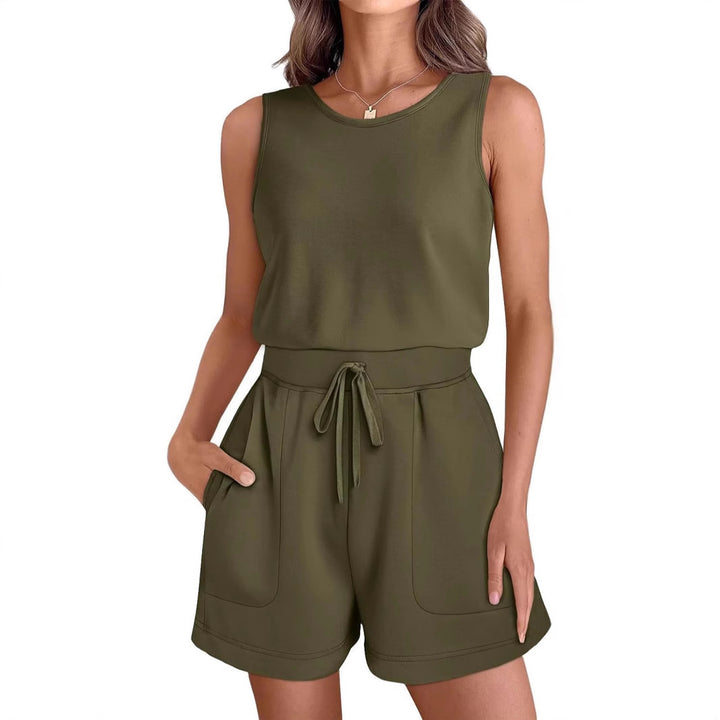 Damen lässiger Jumpsuit mit bequemem Taillengürtel und praktischen Taschen Echo Archiv