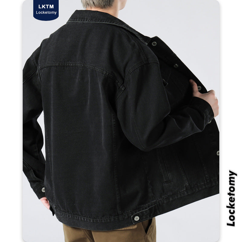 Herren Oversized Jeansjacke mit Metallknopfleiste und Brusttaschen Echo Archiv