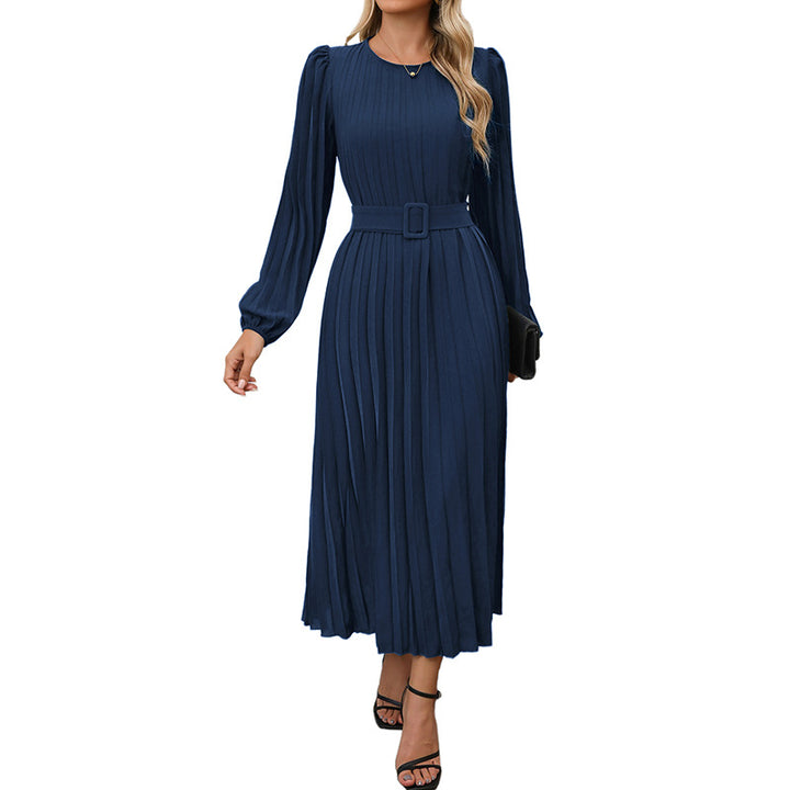 Damen Elegantes Faltenmaxikleid mit Taillengürtel Echo Archiv