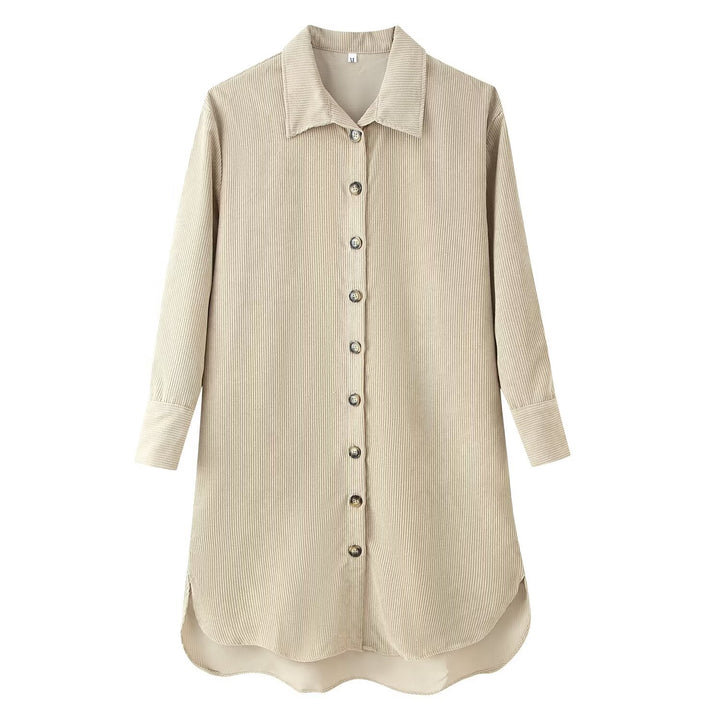 Damen Longshirt-Tunika aus feinem Rippjersey mit Hemdkragen und durchgehender Knopfleiste Echo Archiv