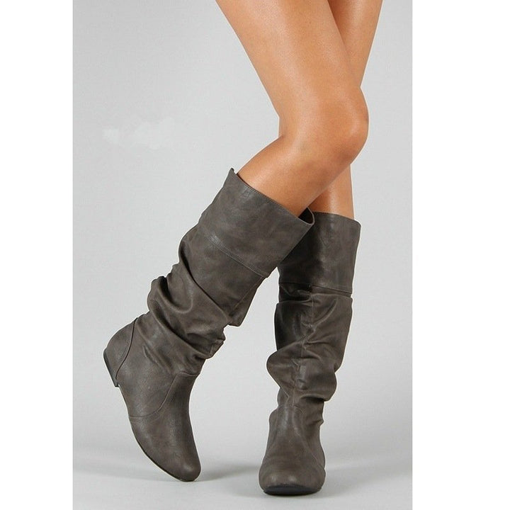 Damen nan lässige kniehohe Slouch-Stiefel mit flexiblem Schaft und flachem Absatz Echo Archiv