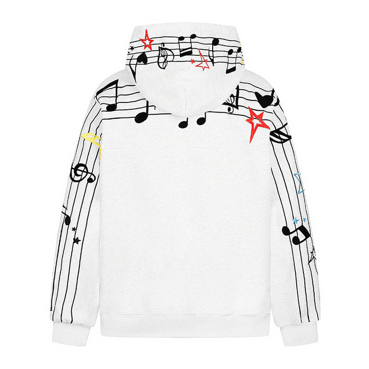 Damen Kapuzen-Sweatshirt mit musikalischem Noten- und Sternprint, relaxed Fit Echoarchiv