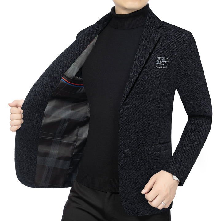 Herren Tailliertes Wollmix-Sakko im Struktur-Look mit Revers, Logostick und Zweiknopf-Front Echoarchiv