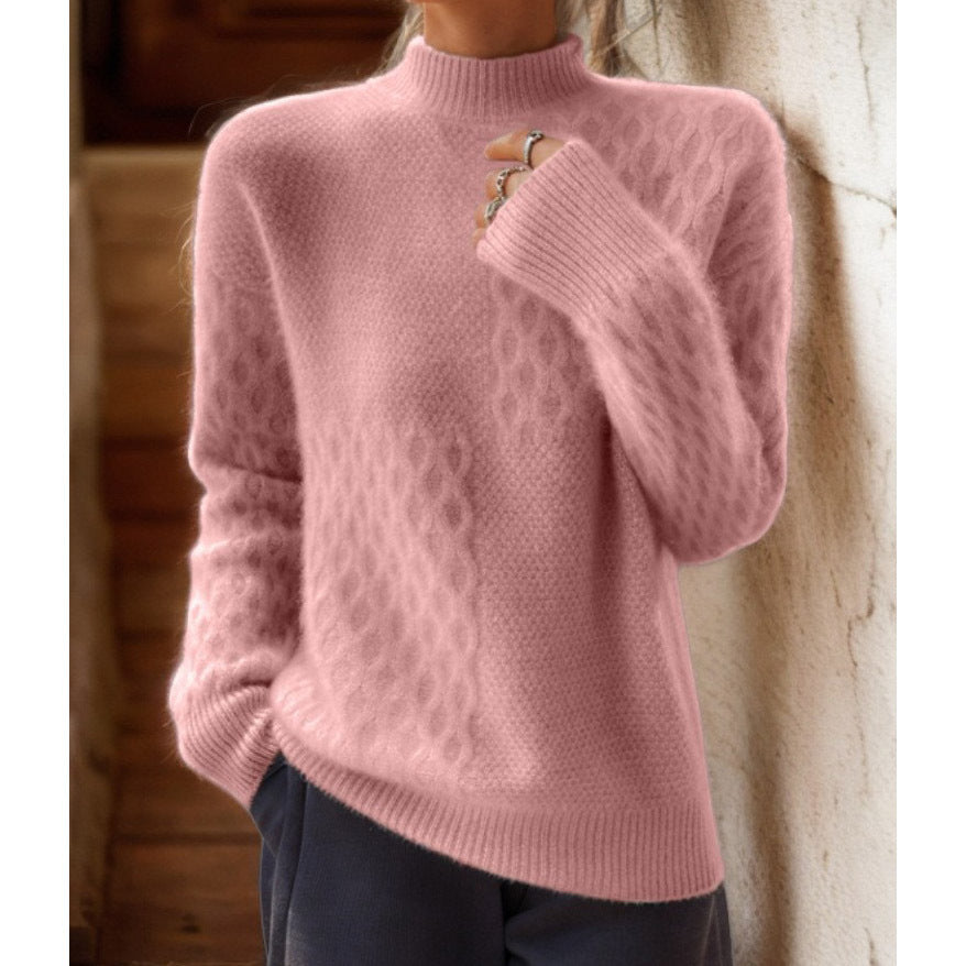 Damen nan lässiger Mohair-Mix Feinstrickpullover mit Strukturmix, Stehkragen und überschnittenen Schultern Echo Archiv