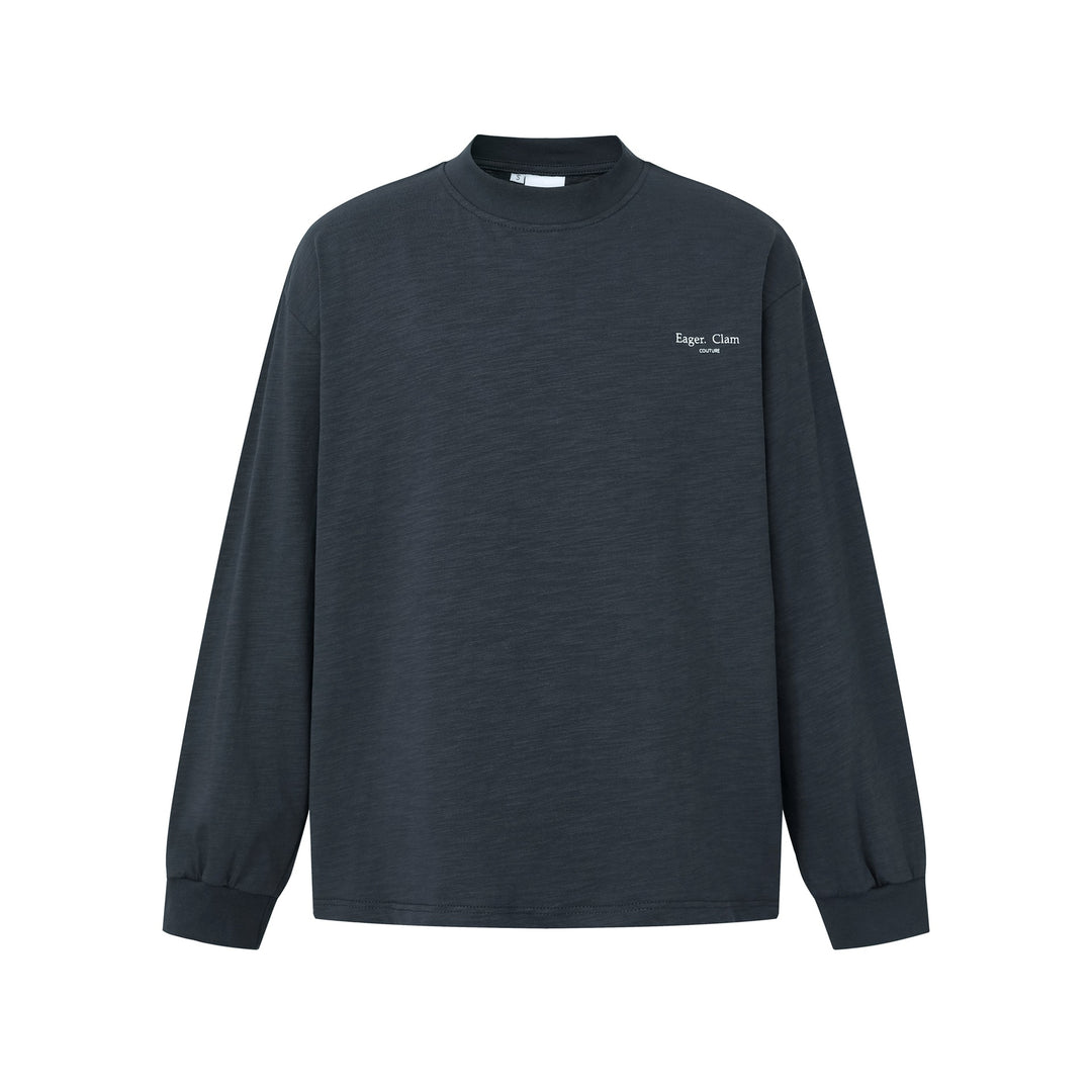 Unisex Oversize-Langarmshirt mit Slub-Baumwolle und halbhohem Rollkragen Echoarchiv
