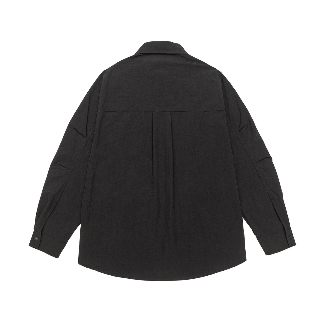 Unisex Leichtes Overshirt im Coach-Stil mit Hemdkragen und Brustprint Echoarchiv
