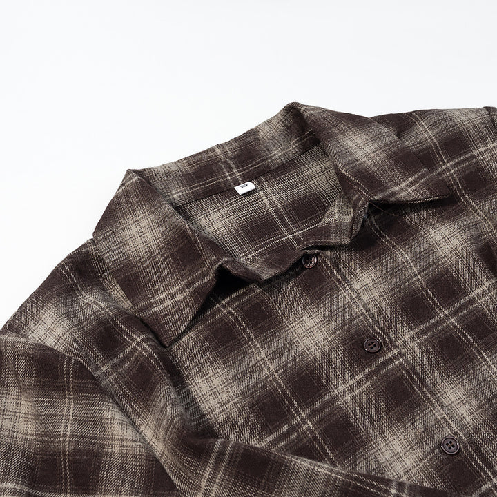 Damen Kariertes Baumwollhemd mit Wickel‑Drapierung und Oversize‑Silhouette Echo Archiv
