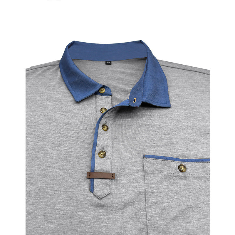 Herren Langarm-Henley-Shirt mit stilvollem Kontrastkragen und eleganter Brusttasche Echoarchiv