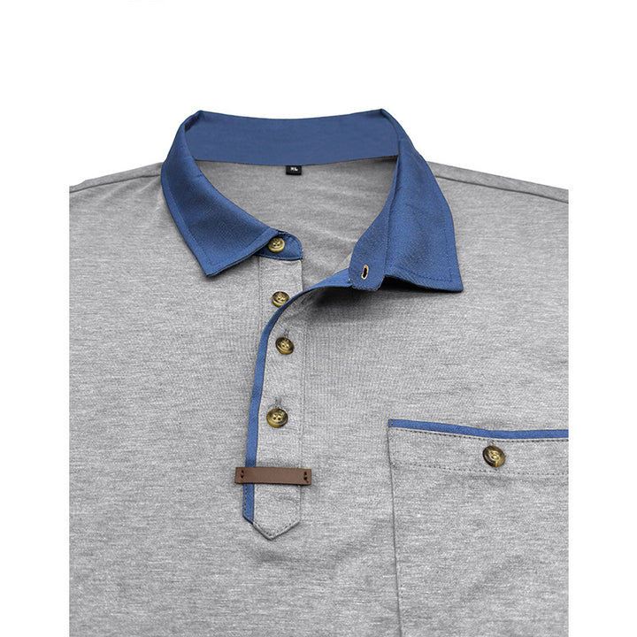 Herren Langarm-Henley-Shirt mit stilvollem Kontrastkragen und eleganter Brusttasche Echoarchiv