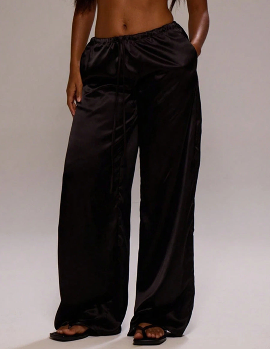 Damen Satin-Hose mit weitem Bein und elastischem Bund Echo Archiv