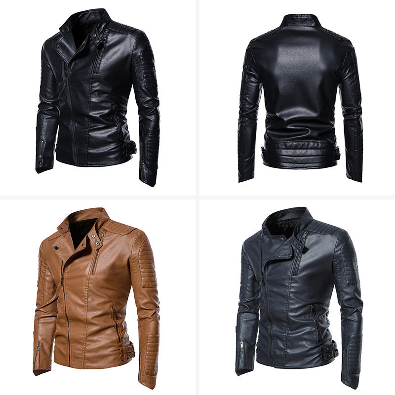 Herren Kunstleder‑Bikerjacke mit gesteppter Schulter‑ und Ärmelpartie – Valtoré