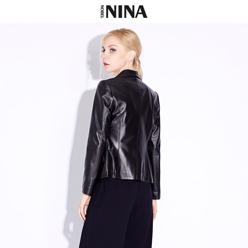 Damen Klassischer Lederblazer Echo Archiv
