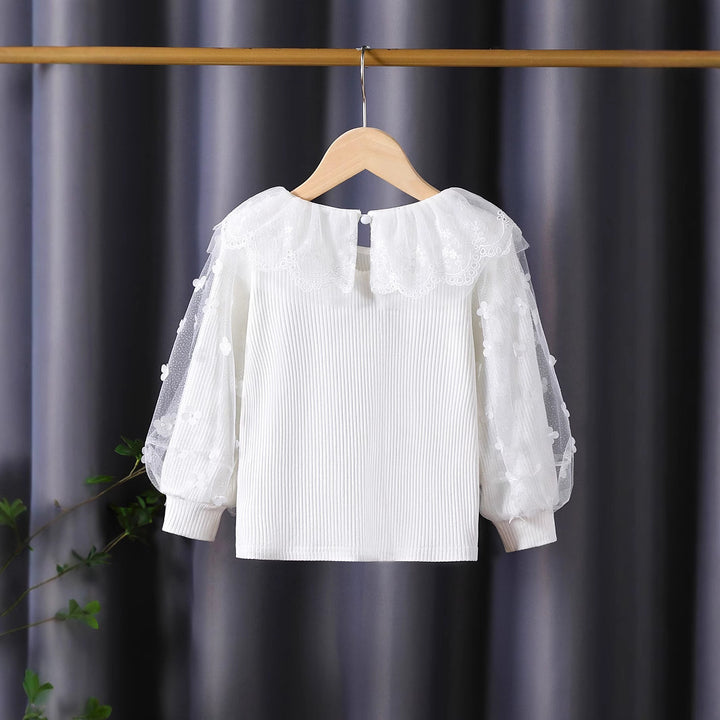 Damen Bluse mit romantischem Tüllkragen und floralen Stickereien Echo Archiv