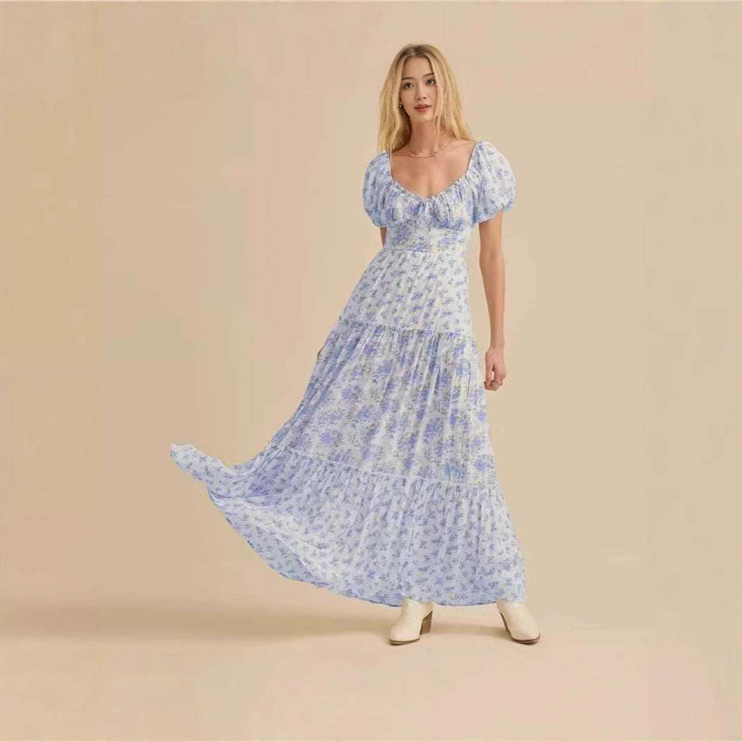 Damen Maxikleid mit blumigem Design und hochwertigen Puffärmeln Echo Archiv