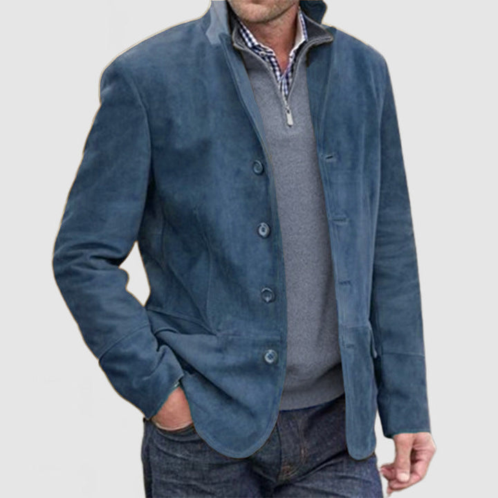 Herren Elegante Wildlederjacke mit modernen Details Echoarchiv