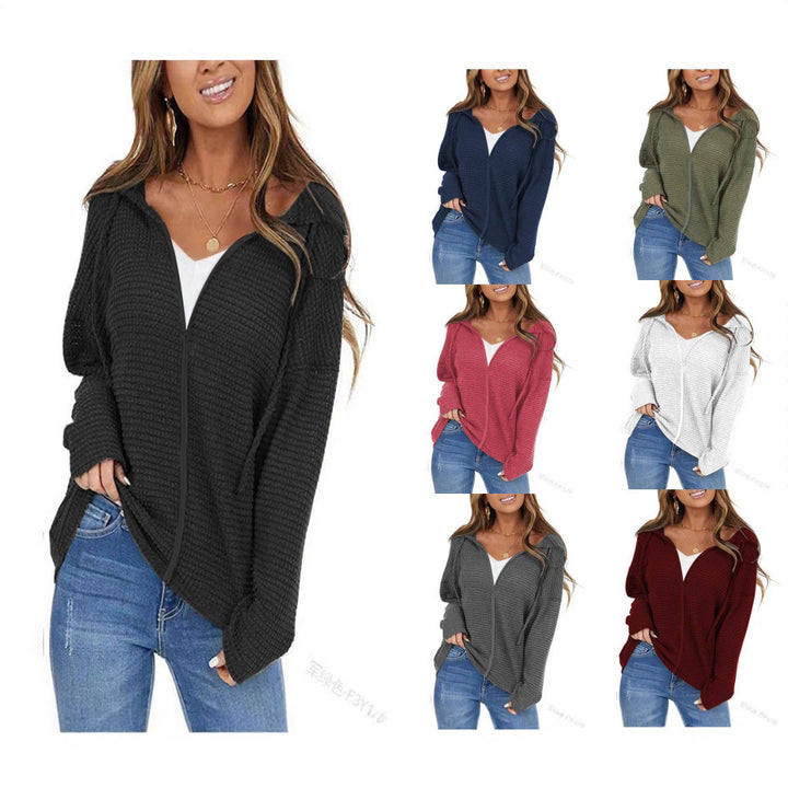 Damen Oversize Struktur-Strickjacke mit Kapuze und durchgehendem Reißverschluss Echoarchiv