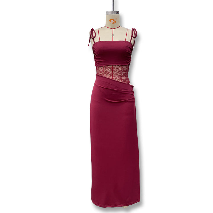 Damen Elegantes Maxikleid mit Spitzeneinsätzen und verstellbaren Trägern Echo Archiv