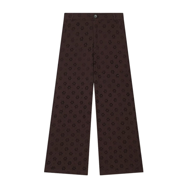 Damen weit geschnittene Hose mit floralem Lochmuster Echo Archiv