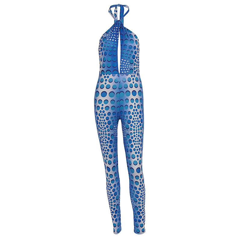 Damen Bodycon Jumpsuit mit tiefem V-Ausschnitt und exklusivem Muster Echo Archiv