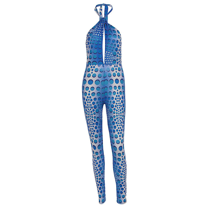 Damen Bodycon Jumpsuit mit tiefem V-Ausschnitt und exklusivem Muster Echo Archiv